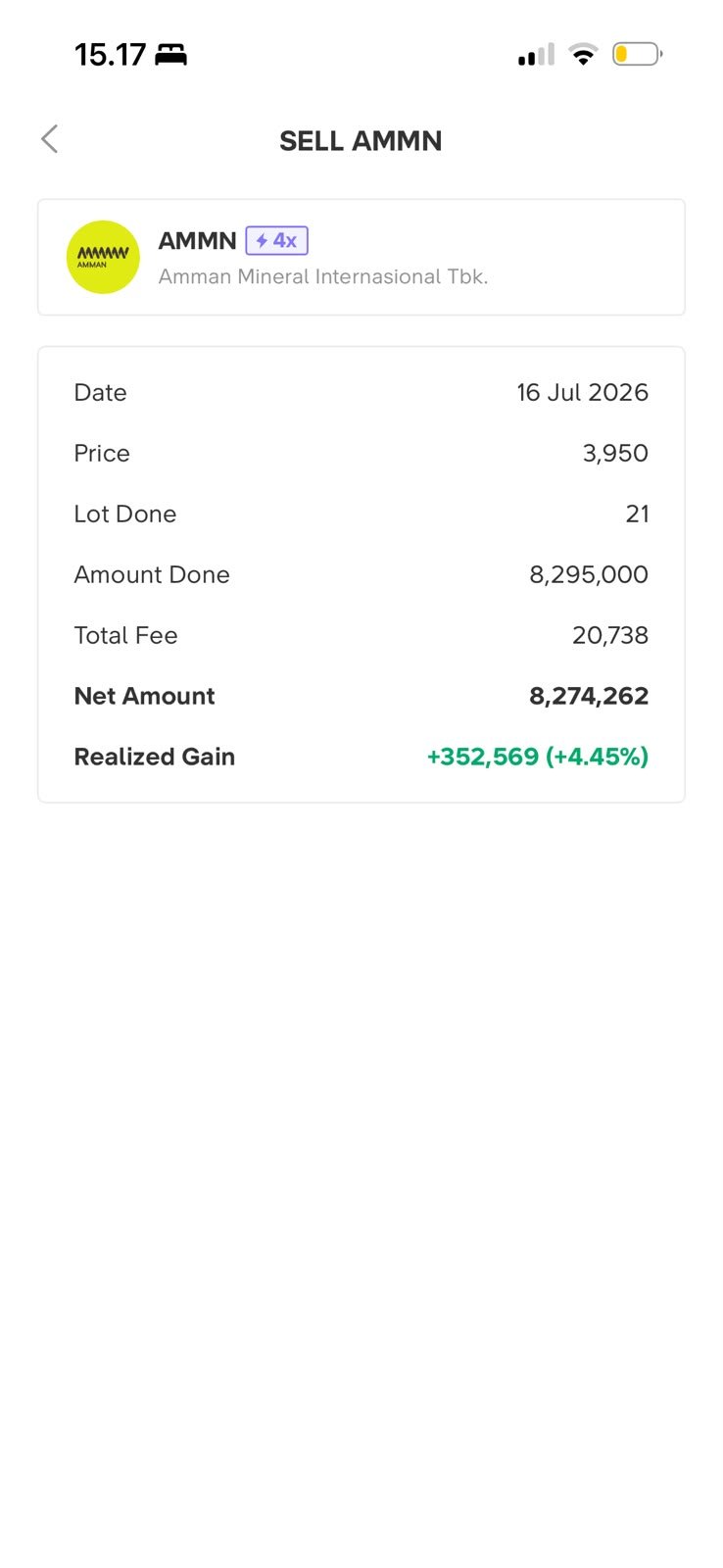 Bukti transaksi saham AMMN