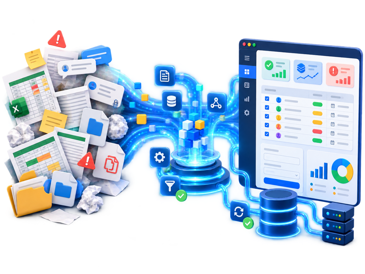 Proses data manual yang berubah menjadi dashboard terstruktur